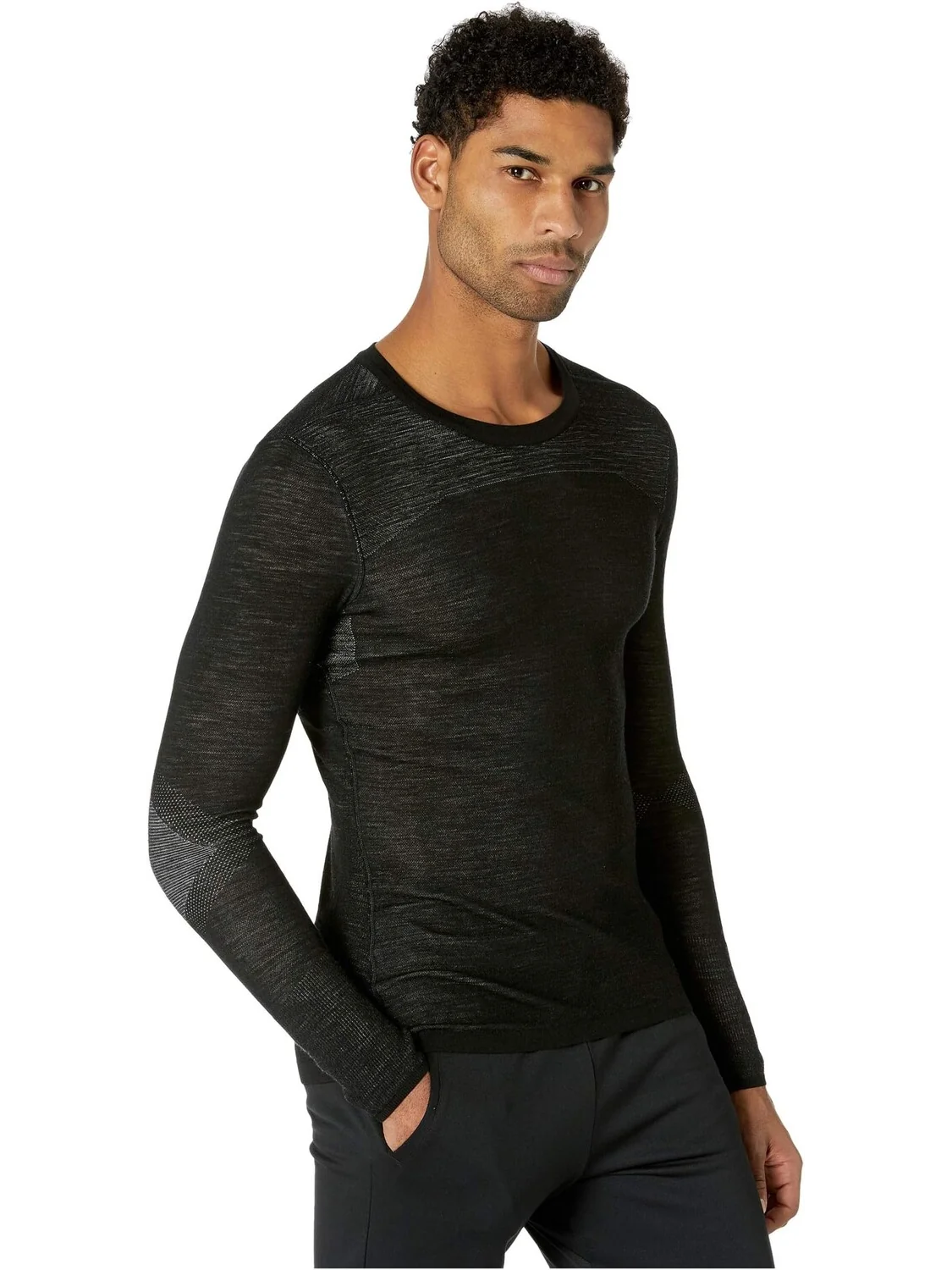 Мужская футболка Smartwool Intraknit Merino 200 Crew — изображение 4 из 4, черный/белый