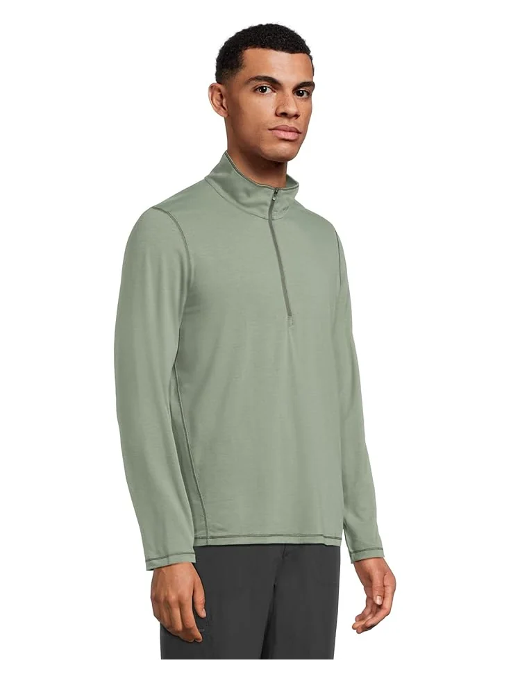 Мужская футболка L.L.Bean Everyday Sunsmart 1/4 Zip — изображение 2 из 5, зеленый
