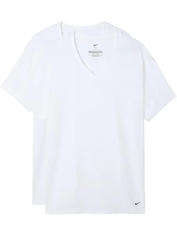 Мужская футболка Nike All Day Cotton Stretch V-Neck 2-Pack — изображение 1 из 1, белый
