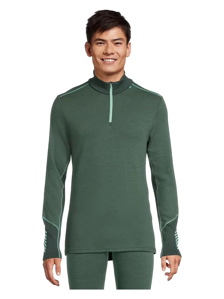 Мужская футболка Helly Hansen Lifa Merino Midweight 1/2 Zip — изображение 1 из 5, зеленый
