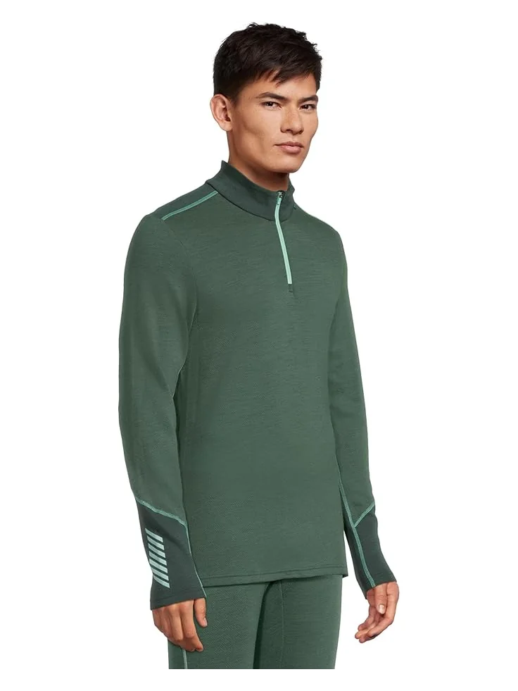 Мужская футболка Helly Hansen Lifa Merino Midweight 1/2 Zip — изображение 2 из 5, зеленый