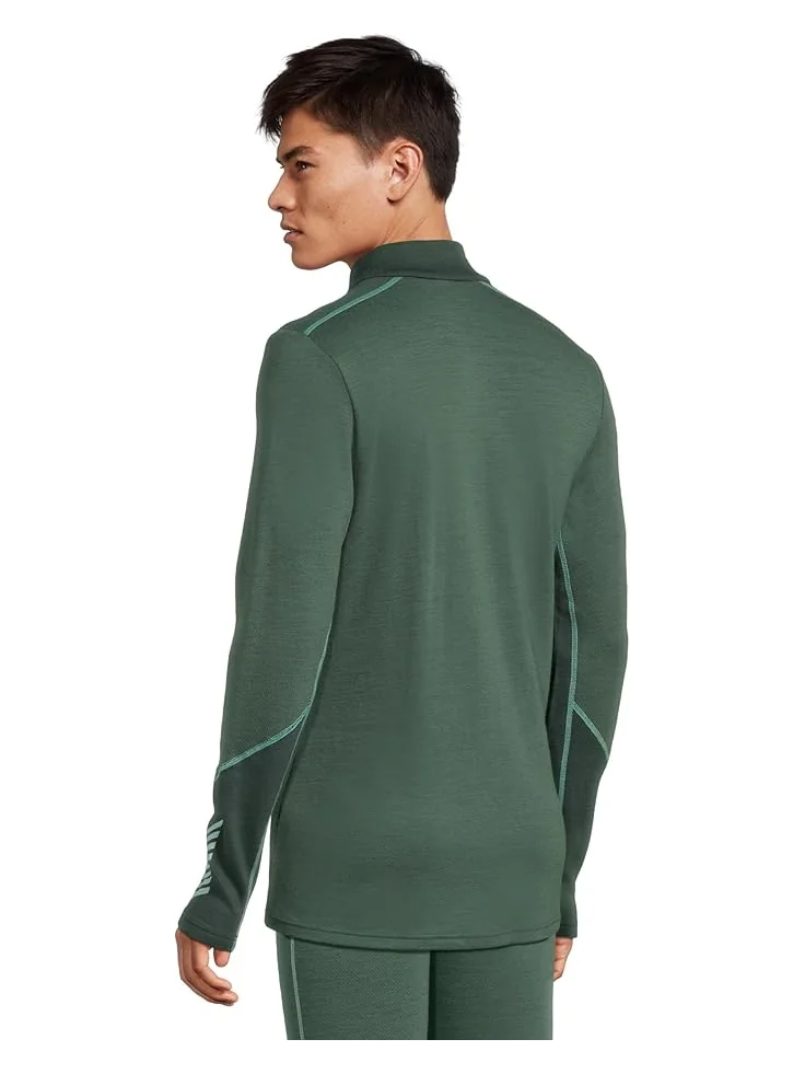 Мужская футболка Helly Hansen Lifa Merino Midweight 1/2 Zip — изображение 3 из 5, зеленый