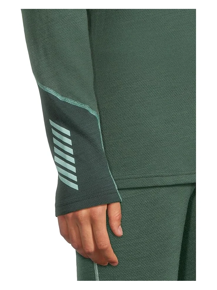 Мужская футболка Helly Hansen Lifa Merino Midweight 1/2 Zip — изображение 4 из 5, зеленый