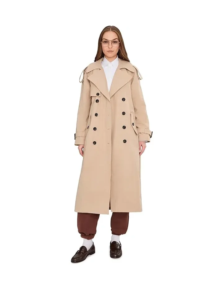 Пальто двубортное макси Relaxed Db Maxi Trench Avec Les Filles — изображение 2 из 5, пшеница