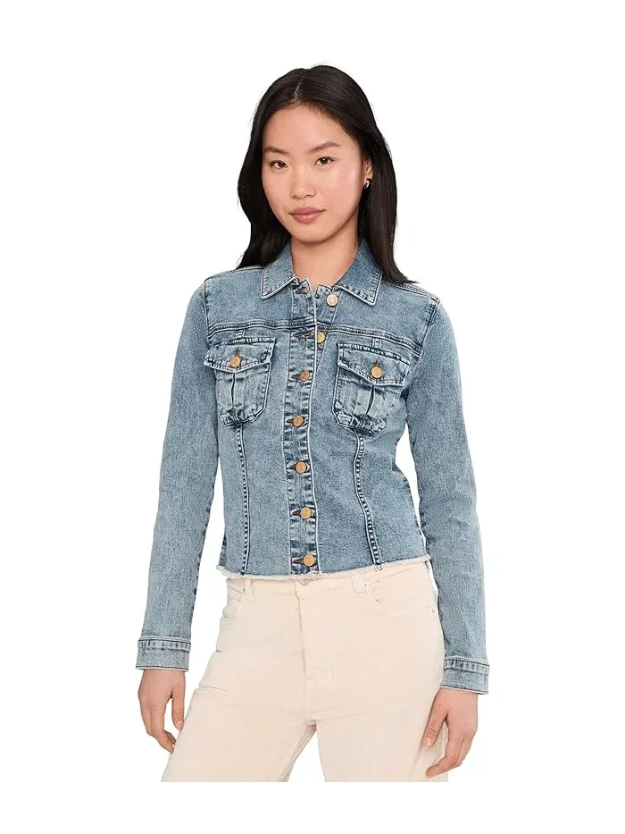 Джинсовая куртка cropped Kara Jacket KUT from the Kloth, Sleek — изображение 1 из 5, серый
