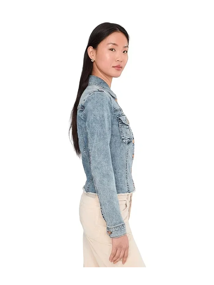 Джинсовая куртка cropped Kara Jacket KUT from the Kloth, Sleek — изображение 3 из 5, серый