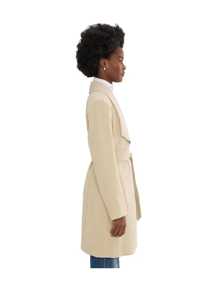 Пальто с поясом Crepe Belted Drape Front Lauren Ralph Lauren — изображение 3 из 5, песочный