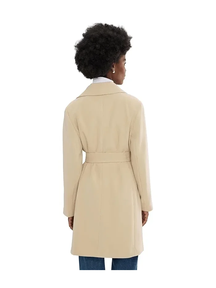 Пальто с поясом Crepe Belted Drape Front Lauren Ralph Lauren — изображение 4 из 5, песочный