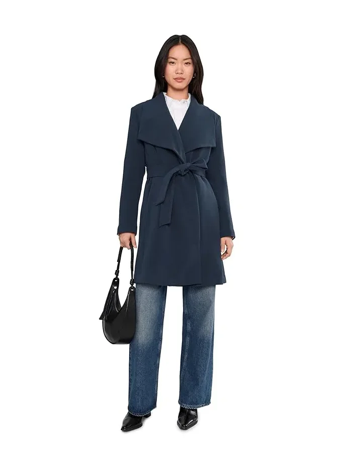 Пальто с поясом Crepe Belted Drape Front Lauren Ralph Lauren — изображение 2 из 5, темный темно-синий