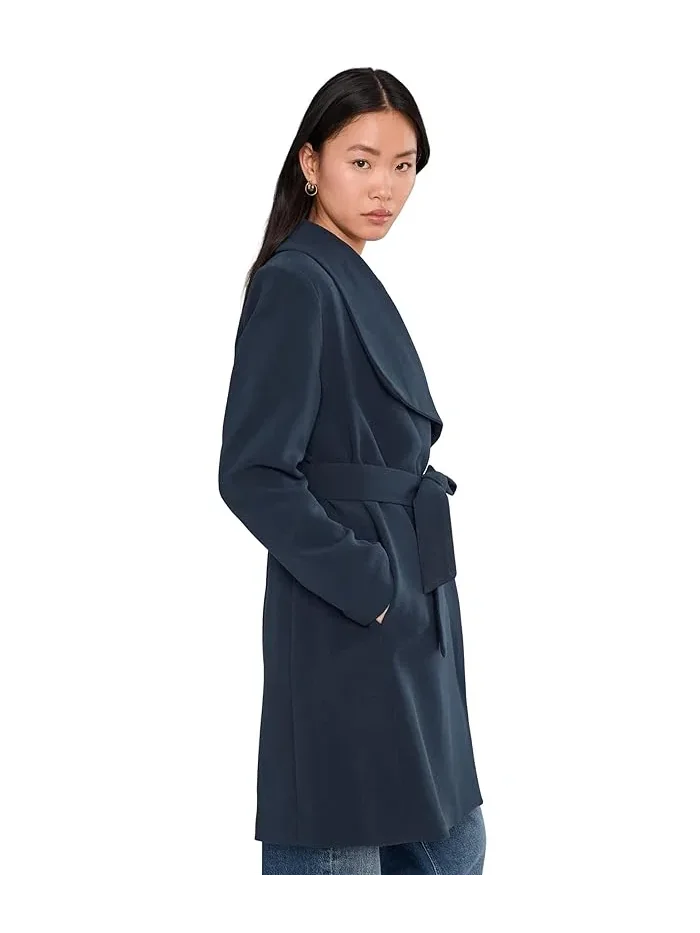 Пальто с поясом Crepe Belted Drape Front Lauren Ralph Lauren — изображение 3 из 5, темный темно-синий
