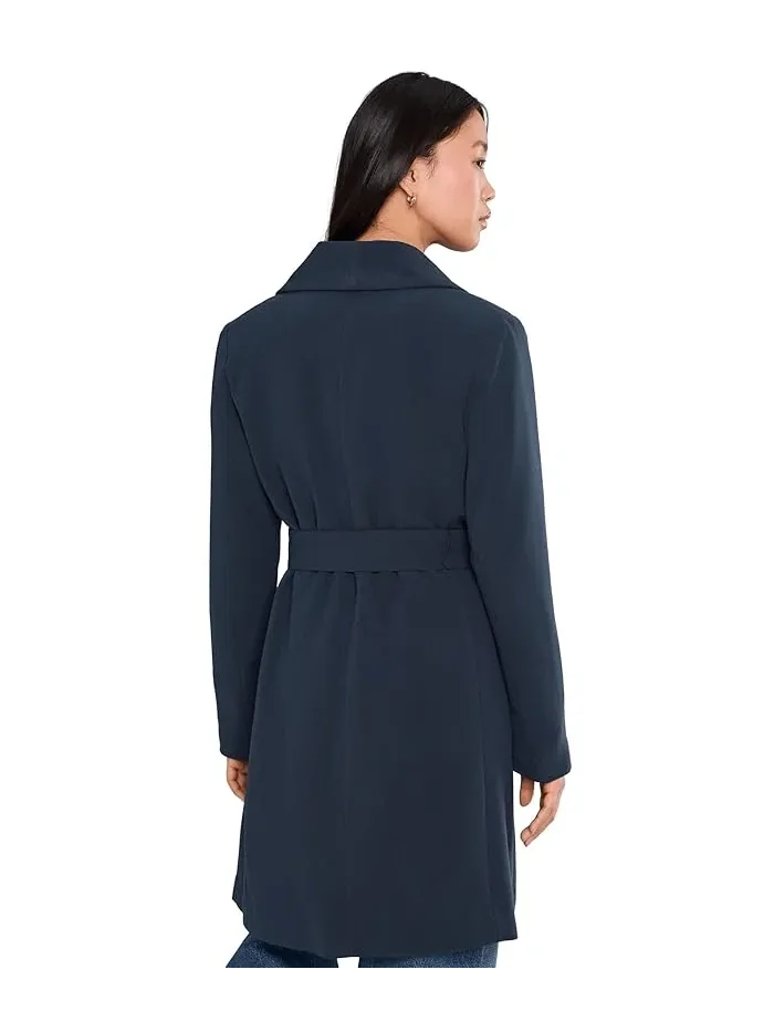 Пальто с поясом Crepe Belted Drape Front Lauren Ralph Lauren — изображение 4 из 5, темный темно-синий