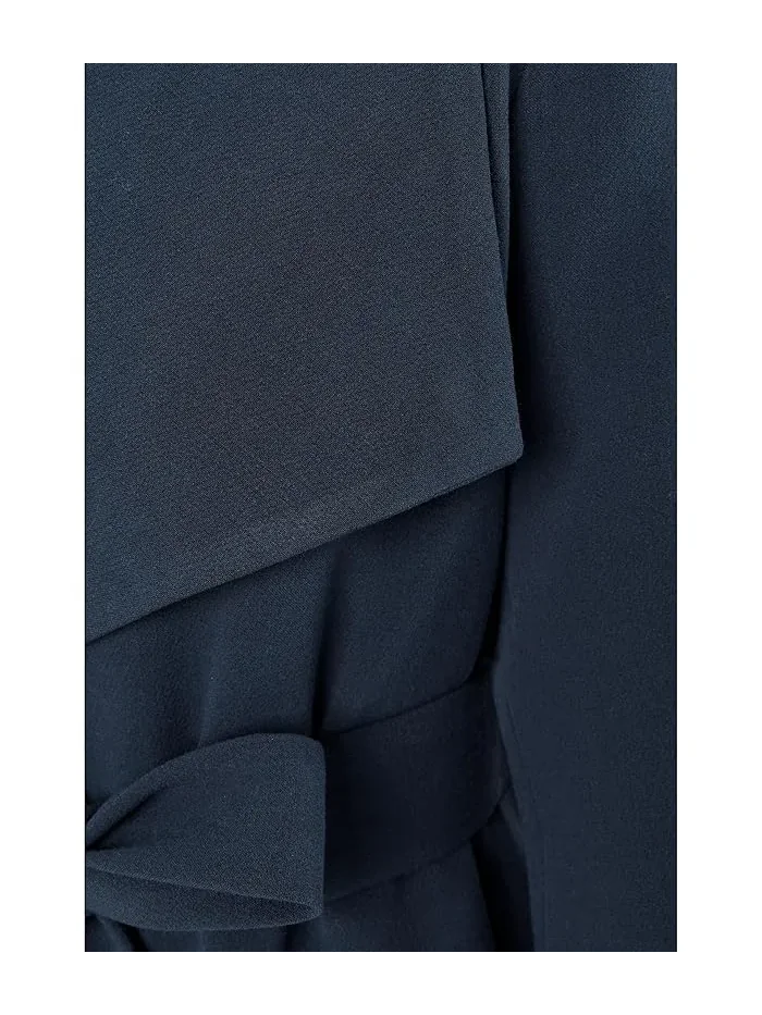 Пальто с поясом Crepe Belted Drape Front Lauren Ralph Lauren — изображение 5 из 5, темный темно-синий