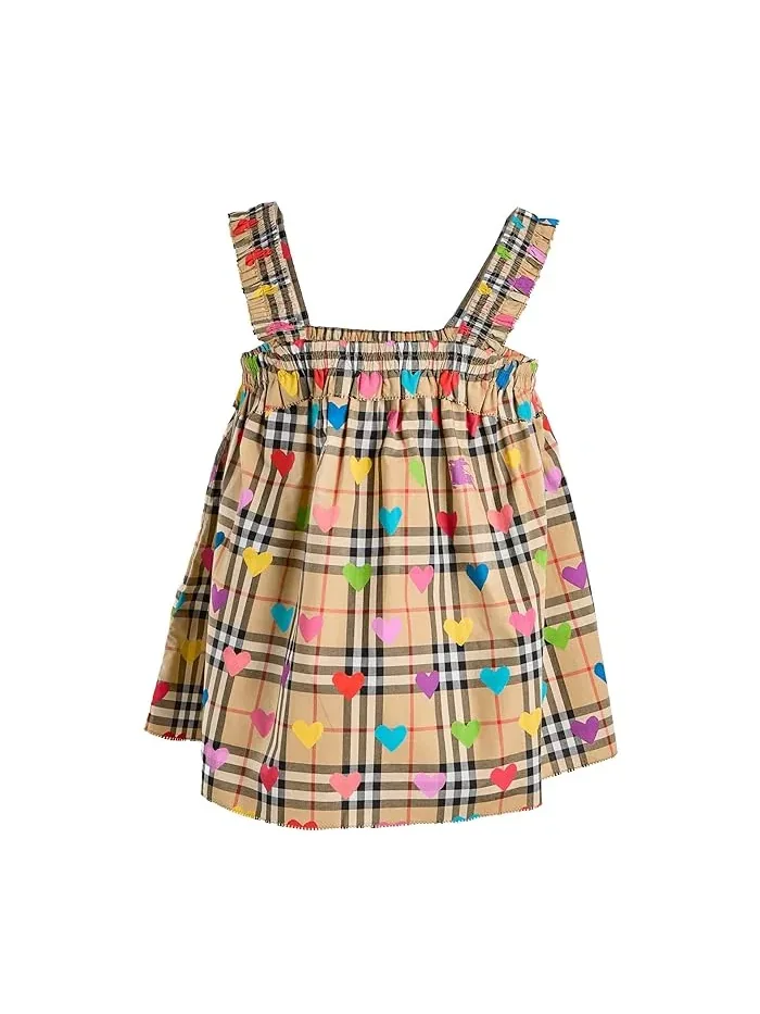 Платье с сердечками Gabi Heart Check Shirt Burberry Kids — изображение 2 из 3, черный