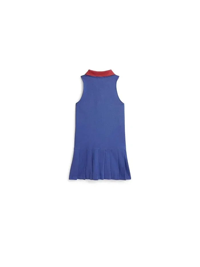 Платье Polo с плиссированной сеткой модель Pleated Mesh 1/4 Zip Polo Dress Polo Ralph Lauren Kids — изображение 2 из 2