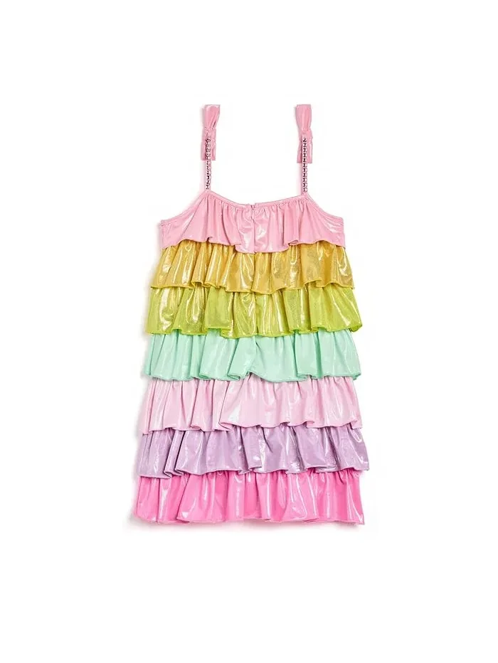 Платье с ярусами Rainbow Tiered Shimmer Dress Lola and The Boys — изображение 2 из 3, мульти
