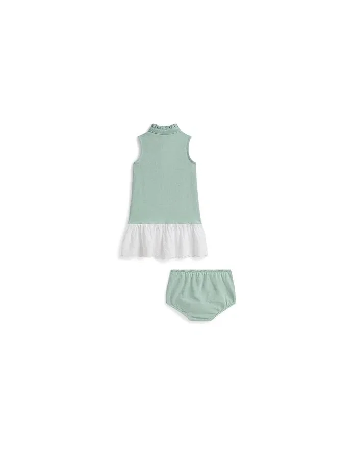 Платье с сеткой и шароварами Eyelet Cotton Mesh Dress & Bloomer Polo Ralph Lauren Kids — изображение 2 из 2, белый
