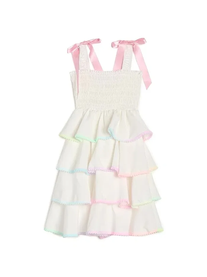 Платье детское с оборками Rainbow Tiered Bow Lola and The Boys — изображение 2 из 3, мульти