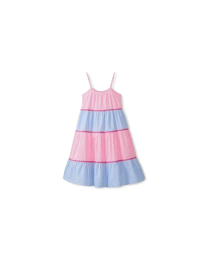 Платье миди на бретелях Mixed Seersucker Strappy Midi Hatley Kids — розовый