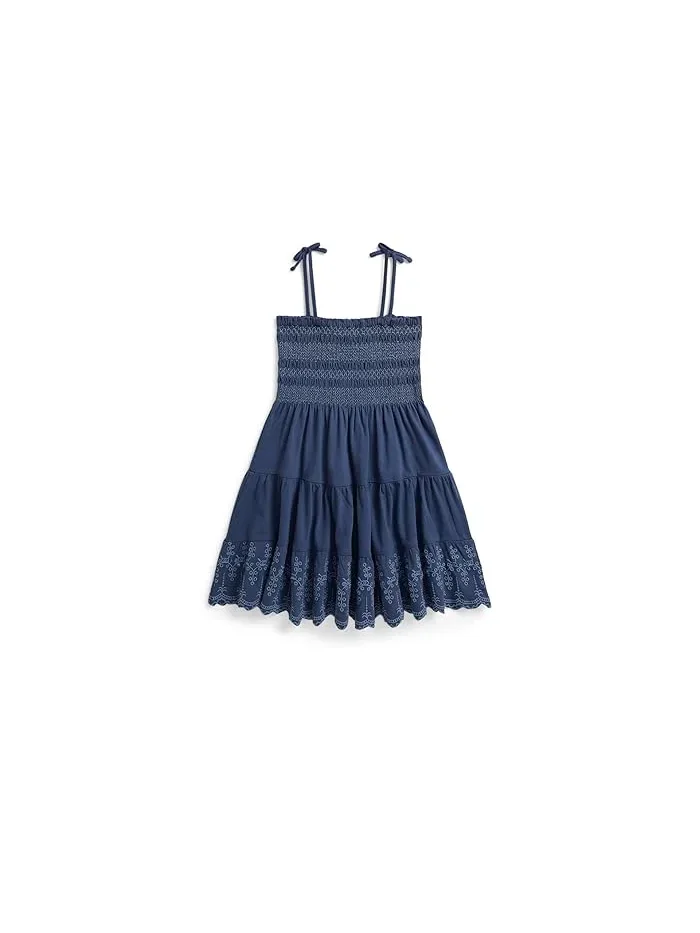 Платье Smocked Eyelet Polo Ralph Lauren Kids — изображение 2 из 5, синий