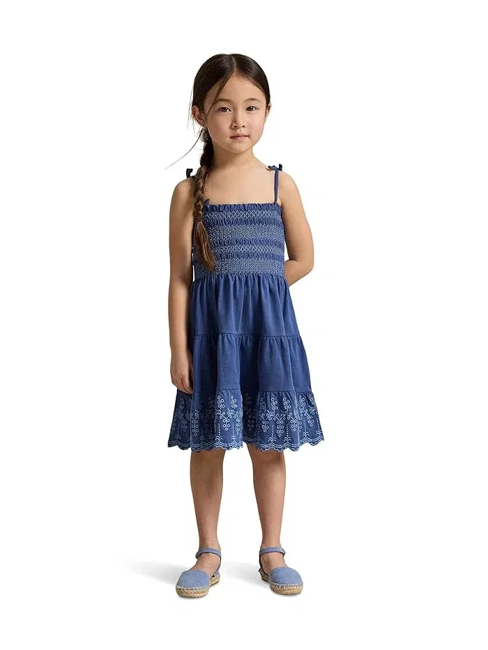 Платье Smocked Eyelet Polo Ralph Lauren Kids — изображение 3 из 5, синий