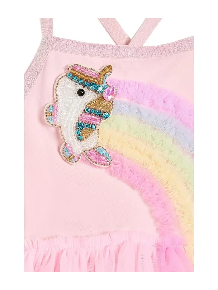 Платье из тюля с единорогом и радугой Unicorn Rainbow Tulle Dress Lola and The Boys — изображение 3 из 3, желтый