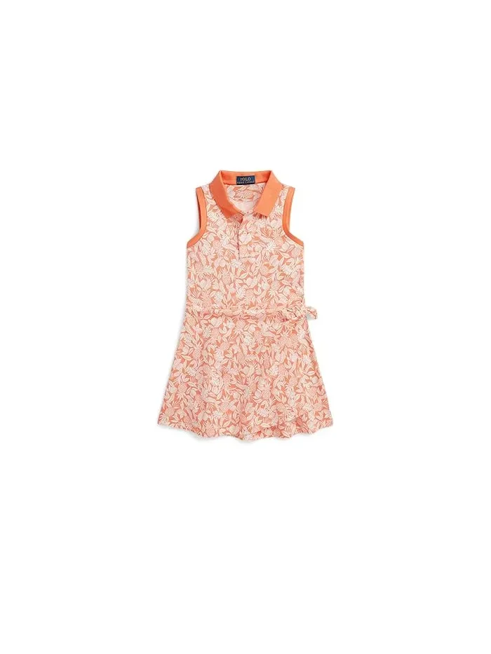 Платье поло с запахом ананас Pineapple Faux-wrap Mesh Polo Dress Polo Ralph Lauren Kids — изображение 1 из 5, синий