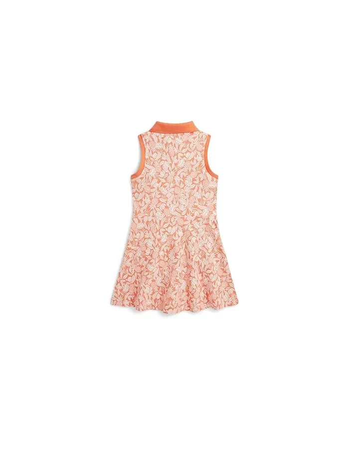 Платье поло с запахом ананас Pineapple Faux-wrap Mesh Polo Dress Polo Ralph Lauren Kids — изображение 2 из 5, синий