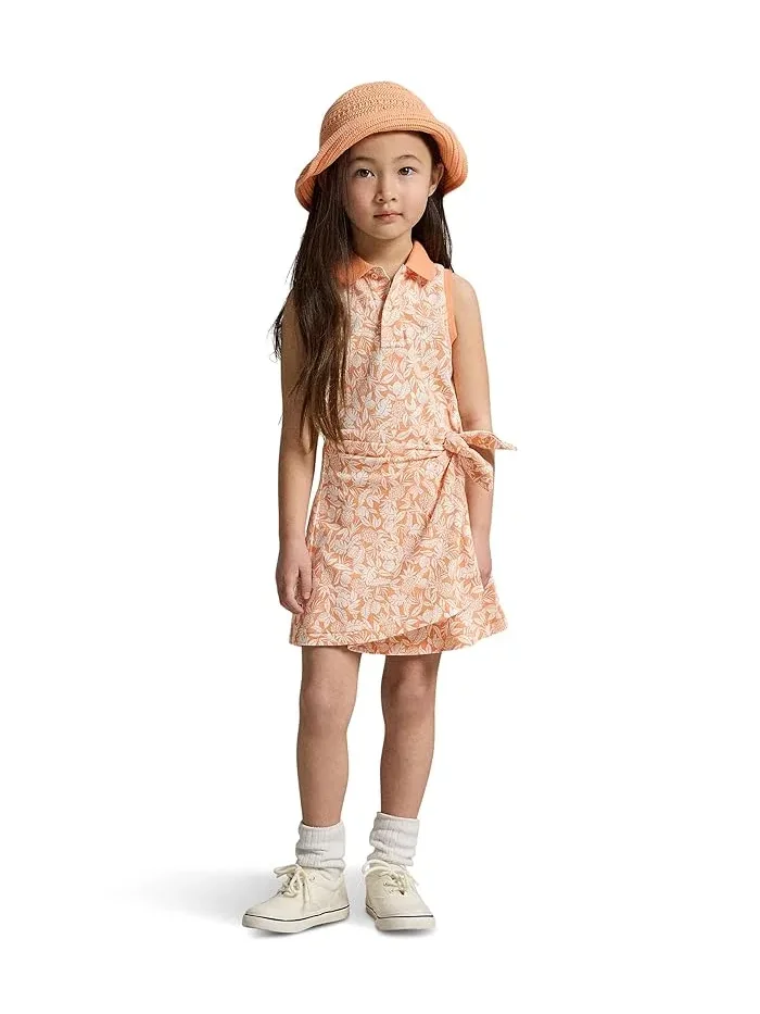 Платье поло с запахом ананас Pineapple Faux-wrap Mesh Polo Dress Polo Ralph Lauren Kids — изображение 3 из 5, синий