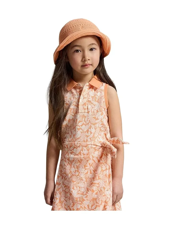 Платье поло с запахом ананас Pineapple Faux-wrap Mesh Polo Dress Polo Ralph Lauren Kids — изображение 4 из 5, синий