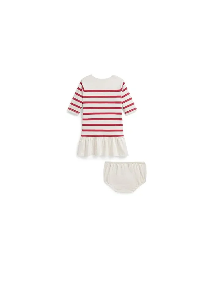 Платье с трусиками Polo Ralph Lauren Kids Striped Cotton Mariner — изображение 2 из 3, красный/белый
