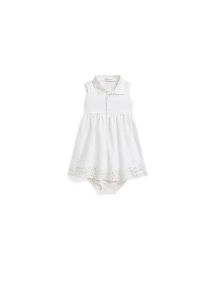 Платье поло с цветочным узором Eyelet Stretch Mesh Polo Dress & Bloomer Polo Ralph Lauren Kids — изображение 1 из 3, синий