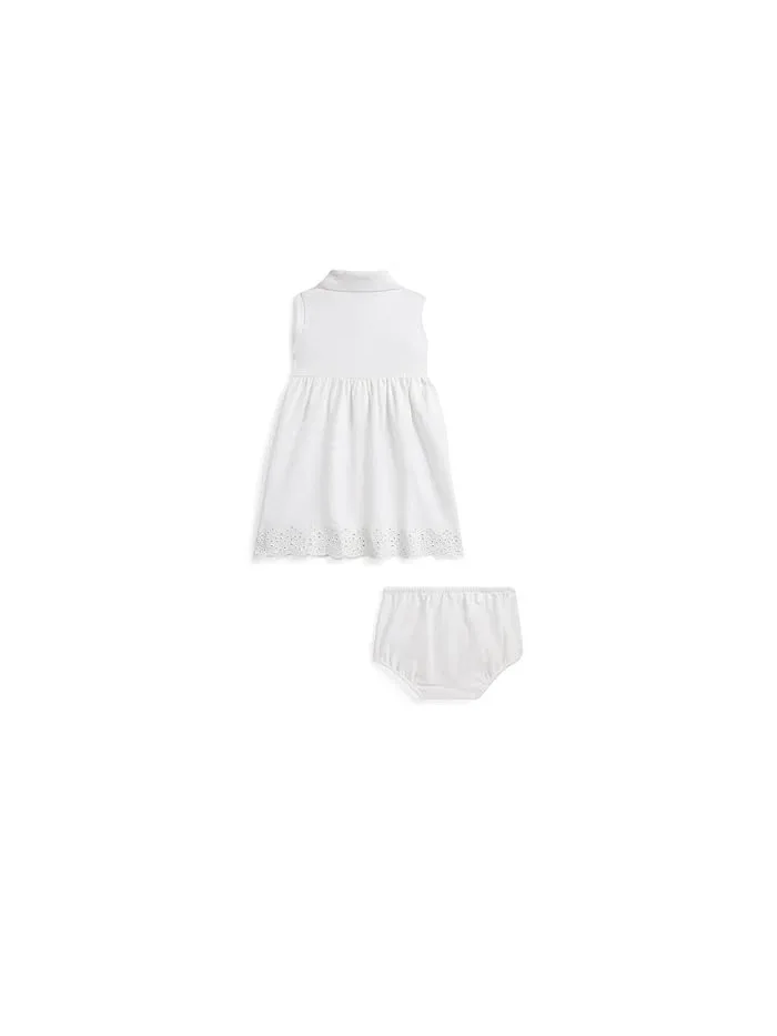 Платье поло с цветочным узором Eyelet Stretch Mesh Polo Dress & Bloomer Polo Ralph Lauren Kids — изображение 2 из 3, синий