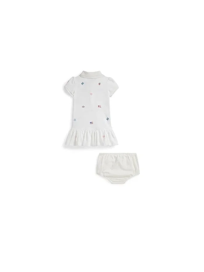 Платье с цветочной вышивкой Polo Ralph Lauren Kids — изображение 2 из 3, белый