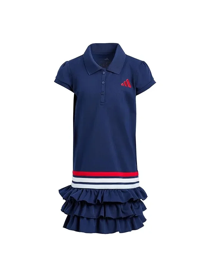 Платье-поло с рюшами из переработанного полиэстера Adidas Kids