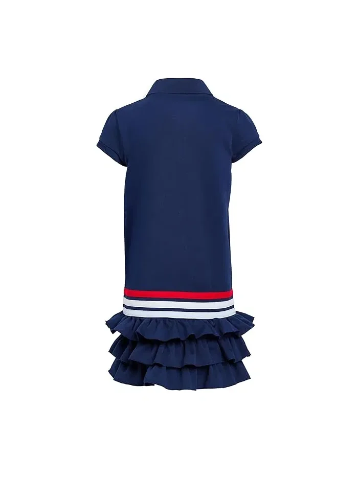 Платье-поло с рюшами из переработанного полиэстера Adidas Kids — изображение 2 из 3, рубин
