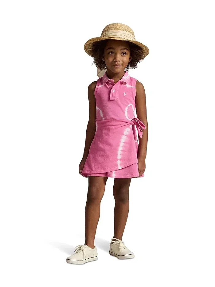 Платье поло с имитацией запаха тай-дай Polo Ralph Lauren Kids — изображение 3 из 5, синий