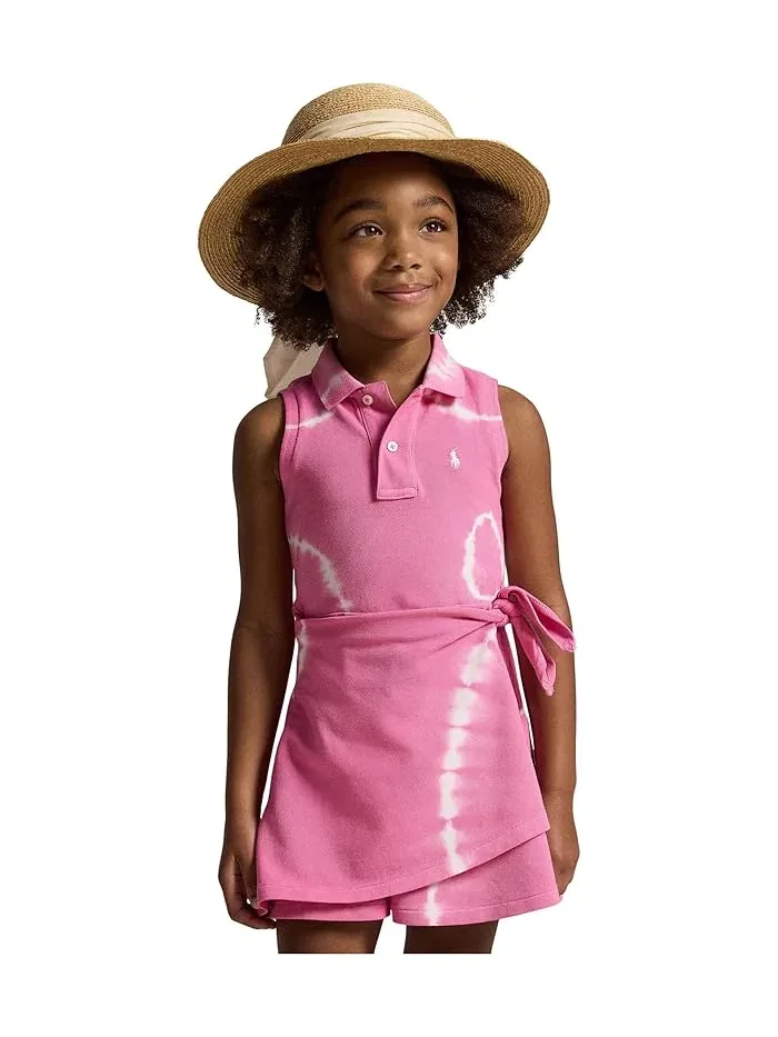 Платье поло с имитацией запаха тай-дай Polo Ralph Lauren Kids — изображение 4 из 5, синий