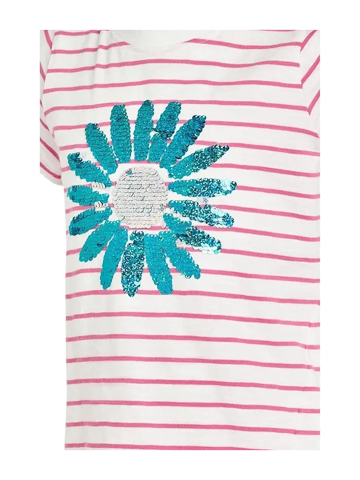 Футболка с цветочным принтом и завязками Radiant Flower Striped Tie Front Tee Hatley Kids — изображение 3 из 3, белый
