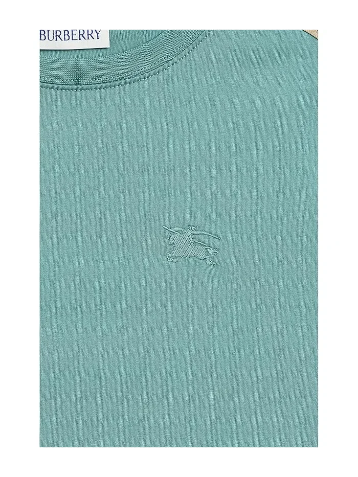 Футболка с клетчатым узором Cedar Check Tape Shirt Burberry Kids, Gulf — изображение 3 из 3, голубой
