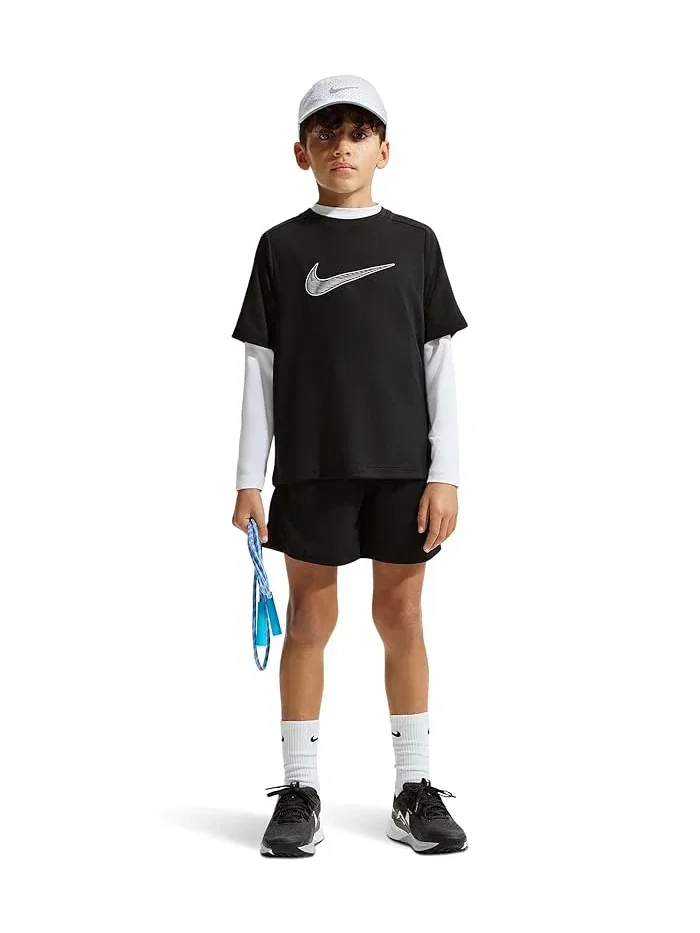 Футболка Dri-FIT Multi Short Sleeve Top Hybrid Nike Kids — изображение 1 из 3, черный/белый