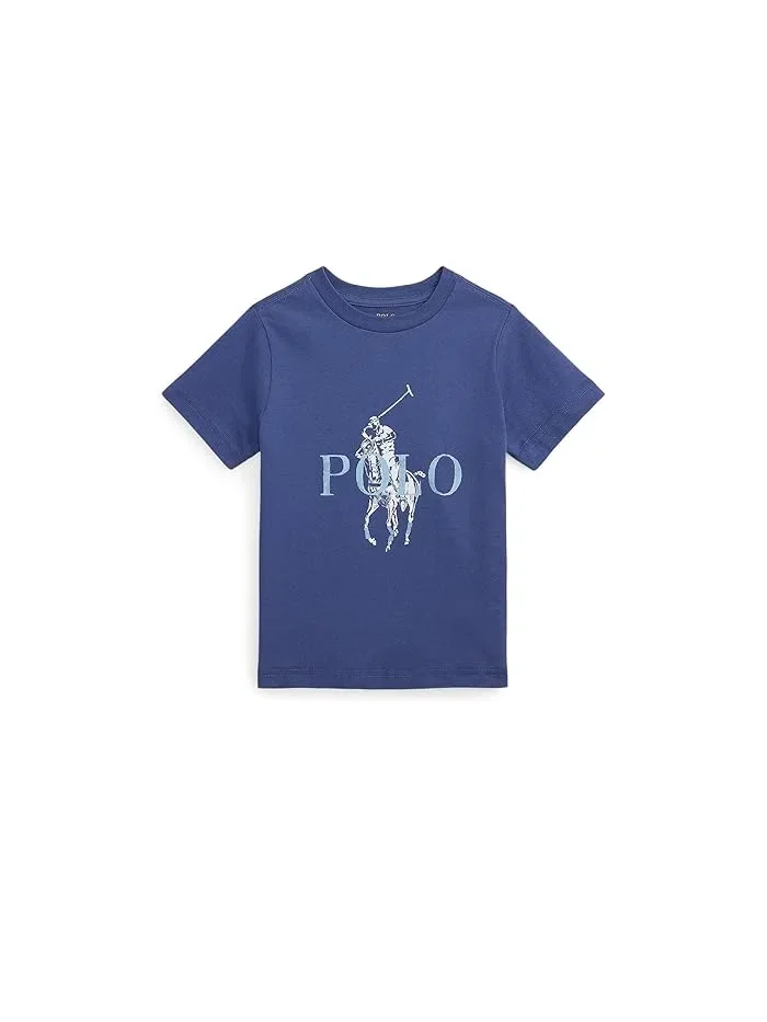 Футболка Big Pony Cotton Jersey Tee Polo Ralph Lauren Kids — изображение 1 из 2, светлый темно-синий