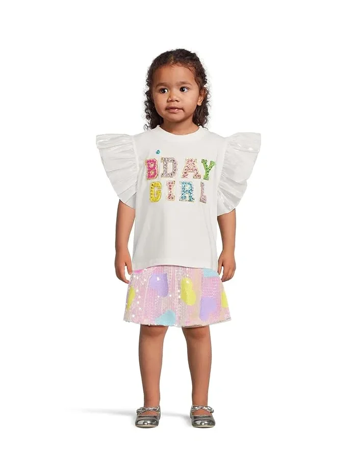 Футболка с пайетками B'DAY GIRL Birthday Girl Gem Ruffle Shirt Lola and The Boys — изображение 4 из 4, прозрачный