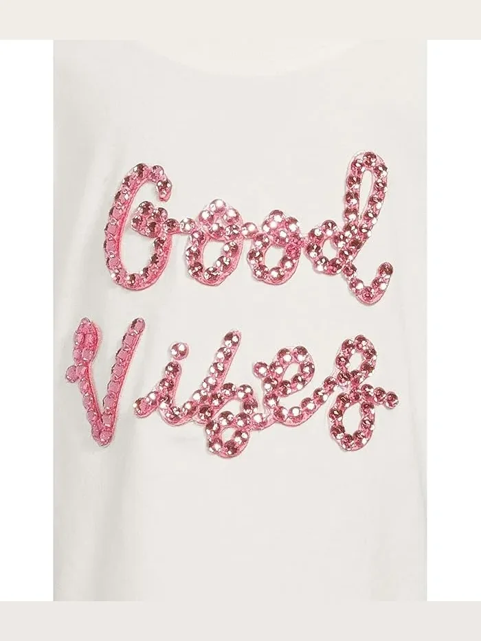 Футболка с кристаллами Good Vibes Lola and The Boys — изображение 3 из 4, белый