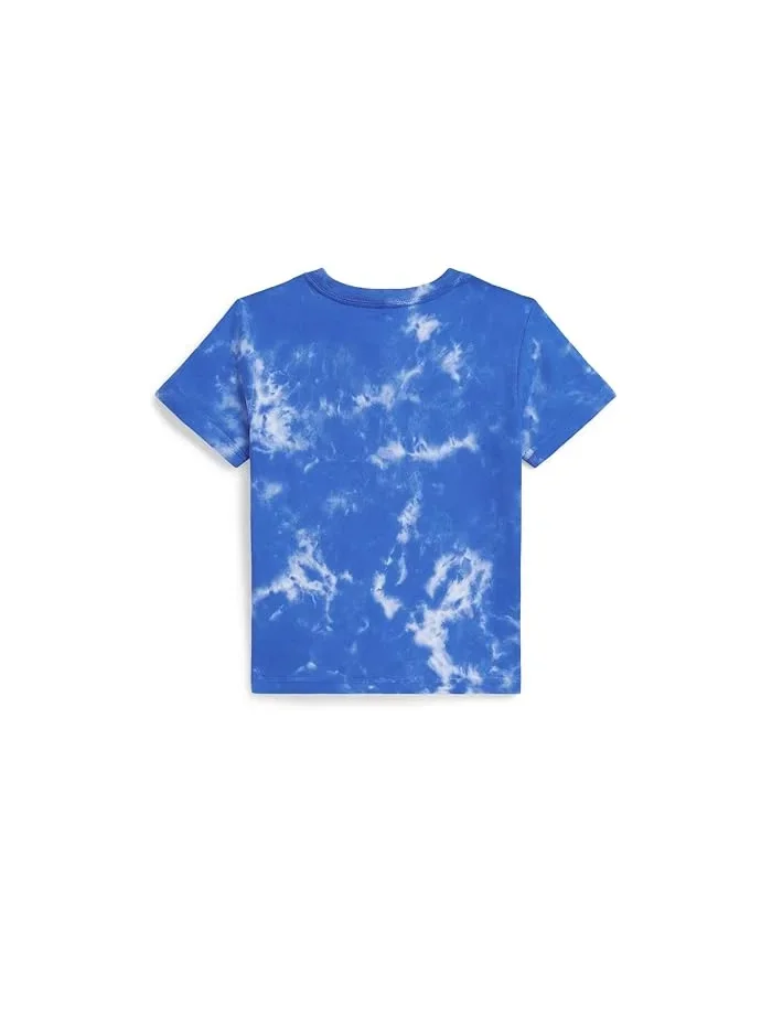 Футболка с принтом хлопок Logo Tie-Dye Cotton Tee Polo Ralph Lauren Kids — изображение 2 из 2, синий