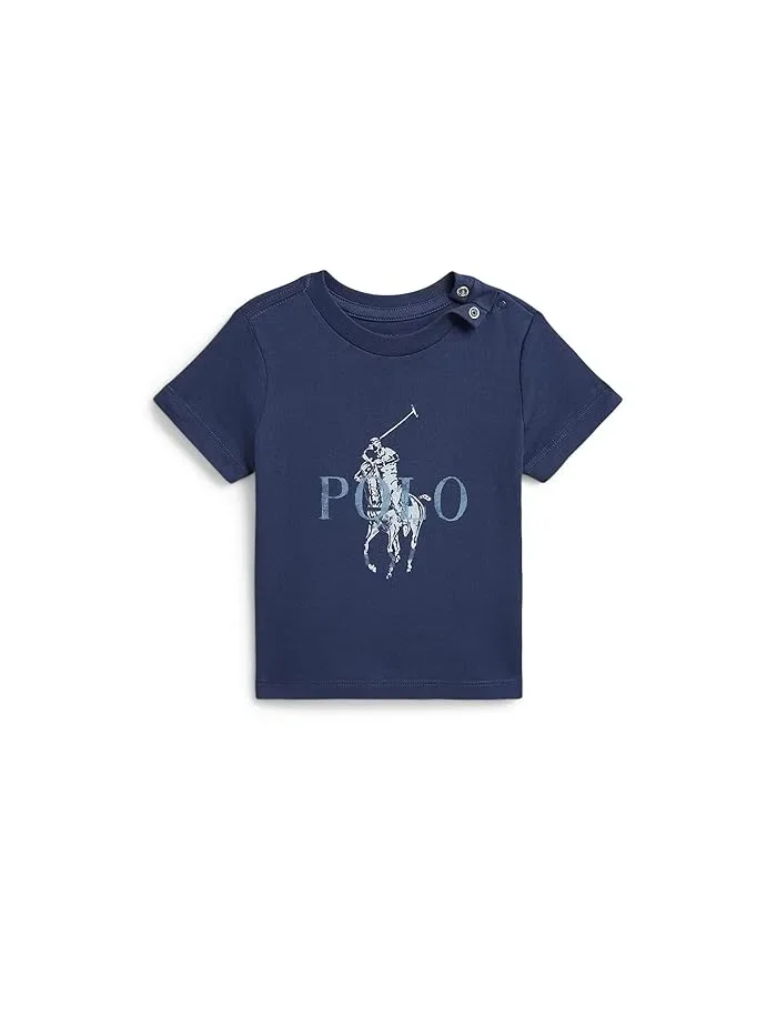 Футболка с принтом Big Pony Polo Ralph Lauren Kids — изображение 1 из 3, светлый темно-синий