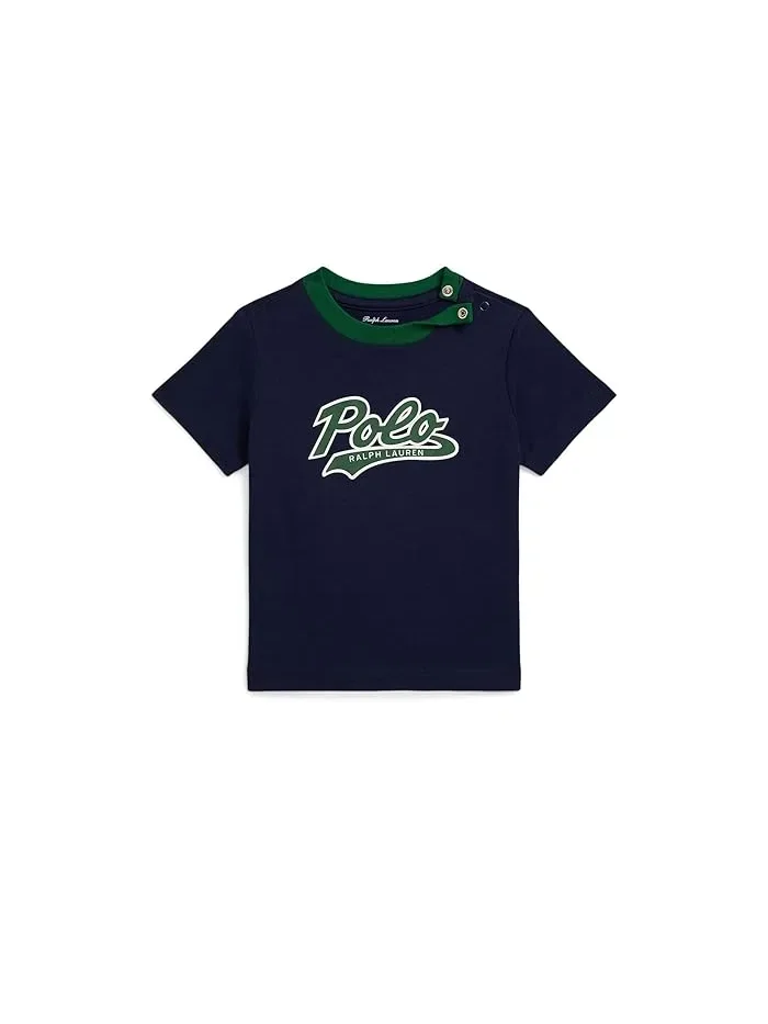 Футболка с логотипом Polo Ralph Lauren Kids — изображение 1 из 3, темно-синий