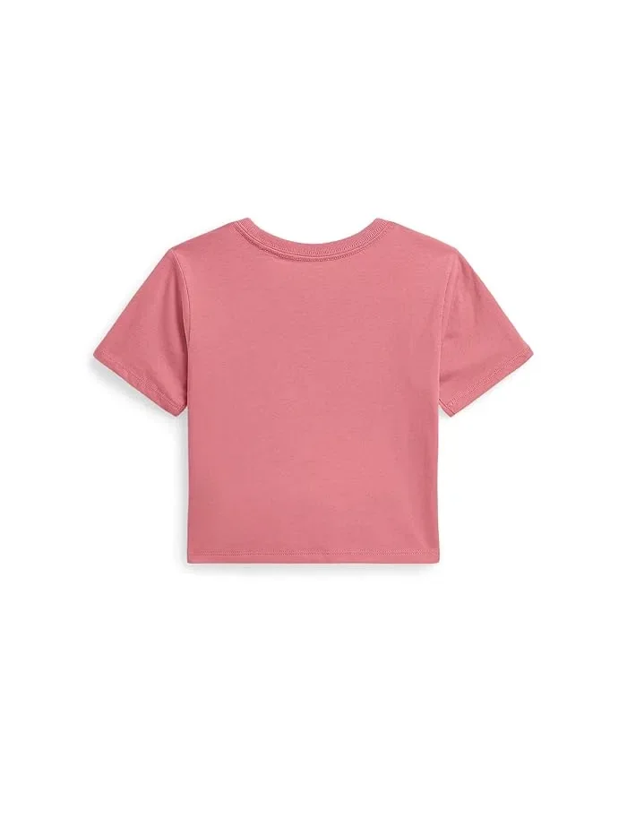 Футболка Polo Bear Cotton Jersey Boxy Tee Polo Ralph Lauren Kids — изображение 2 из 2, розовый