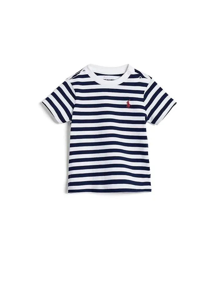 Футболка полосатая хлопковая модель Striped Cotton Jersey Tee Polo Ralph Lauren Kids — изображение 1 из 3, белый