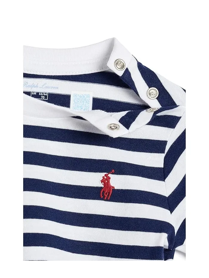 Футболка полосатая хлопковая модель Striped Cotton Jersey Tee Polo Ralph Lauren Kids — изображение 3 из 3, белый