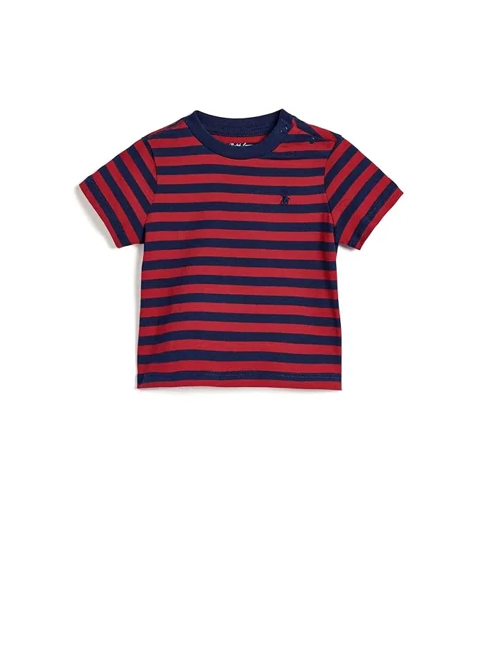Футболка полосатая хлопок Striped Cotton Jersey Tee Polo Ralph Lauren Kids — изображение 1 из 3, зеленый/мульти